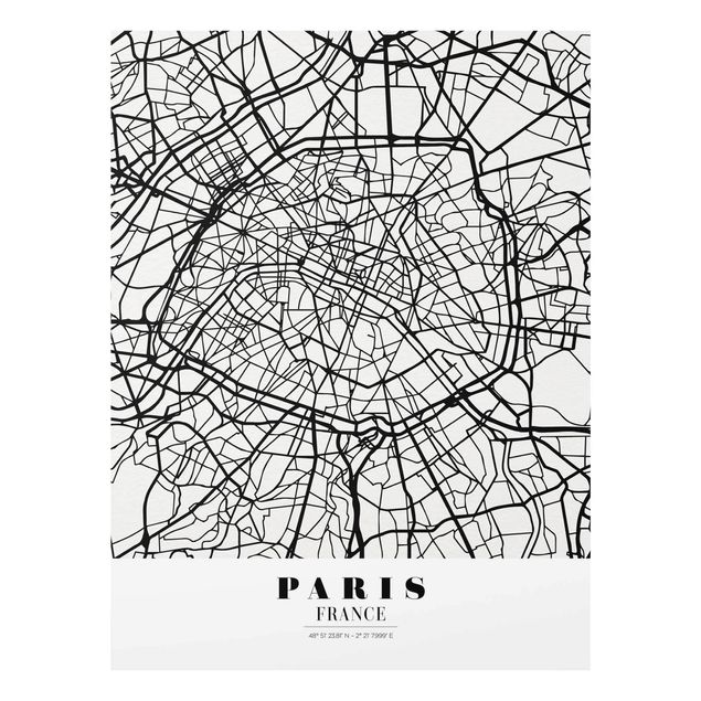 Glastavlor världskartor Paris City Map - Classic