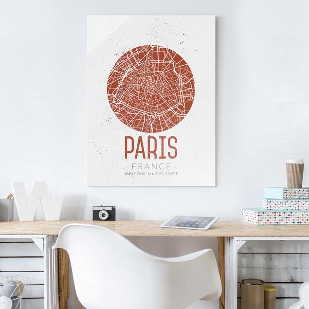 Glastavlor Paris City Map Paris - Retro