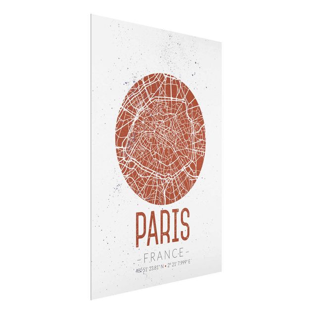 Glastavlor svart och vitt City Map Paris - Retro