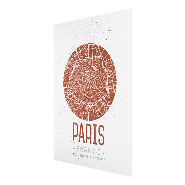 Glastavlor ordspråk City Map Paris - Retro