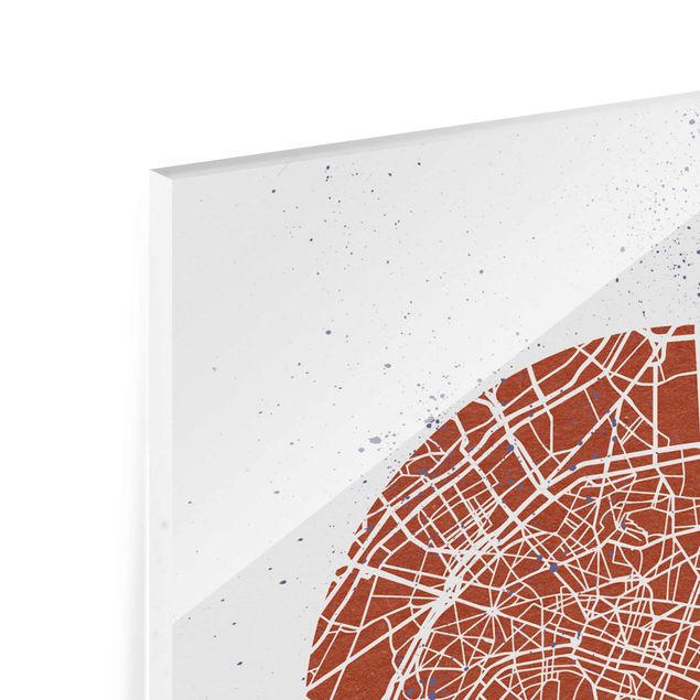 Tavlor röd City Map Paris - Retro