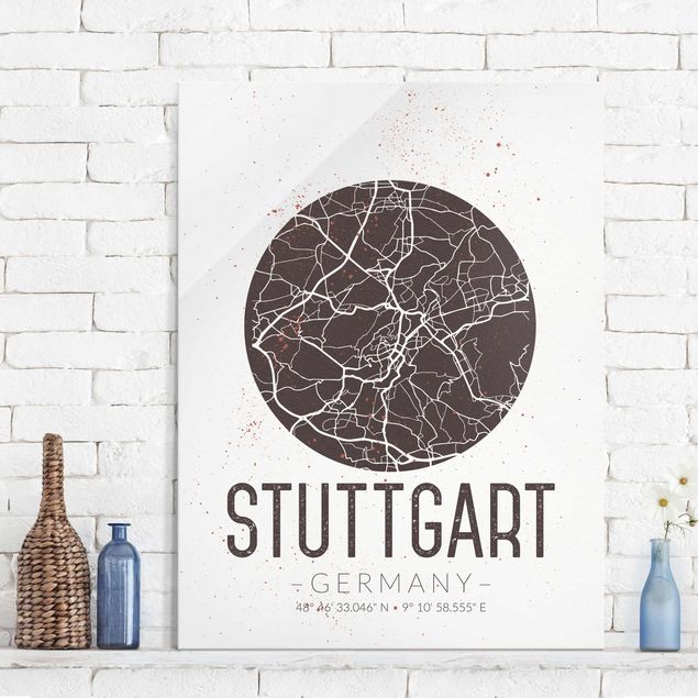 Kök dekoration Stuttgart City Map - Retro