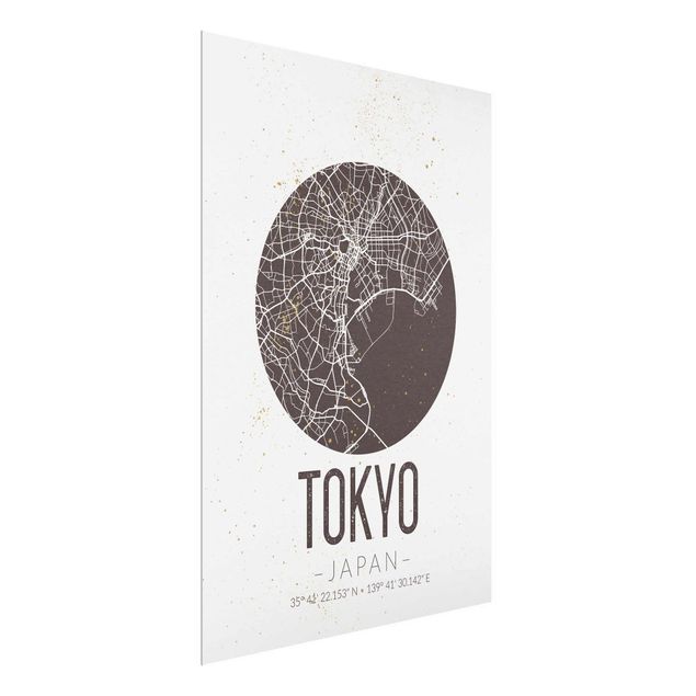 Glastavlor världskartor Tokyo City Map - Retro