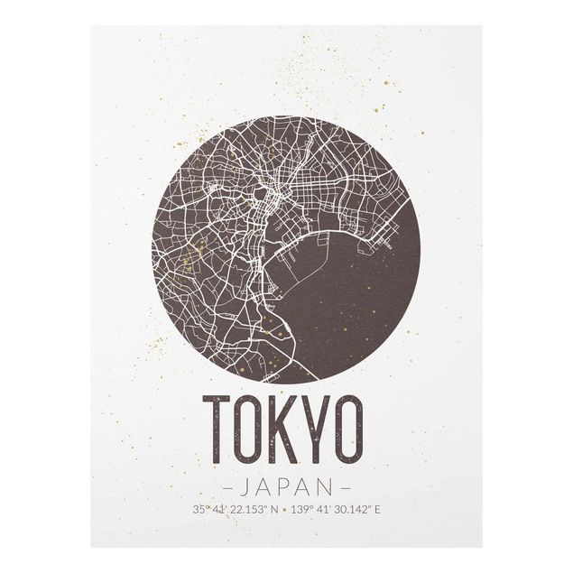 Glastavlor ordspråk Tokyo City Map - Retro