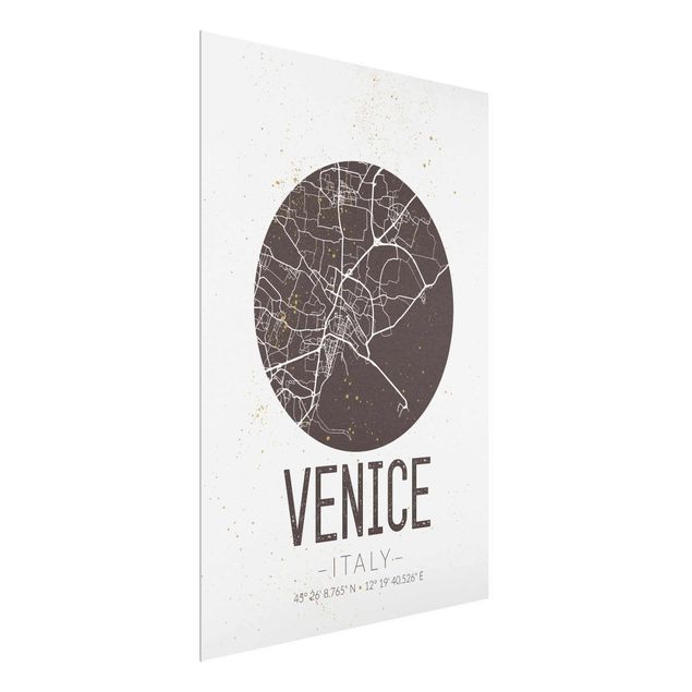 Glastavlor ordspråk Venice City Map - Retro