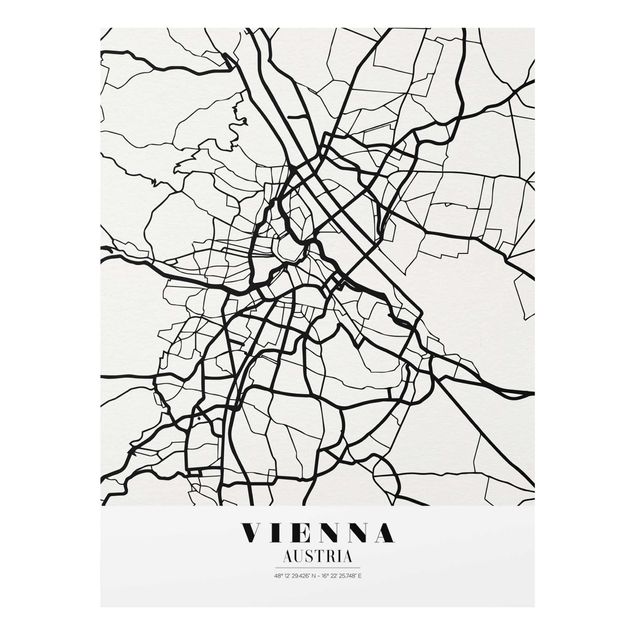 Tavlor svart och vitt Vienna City Map - Classic
