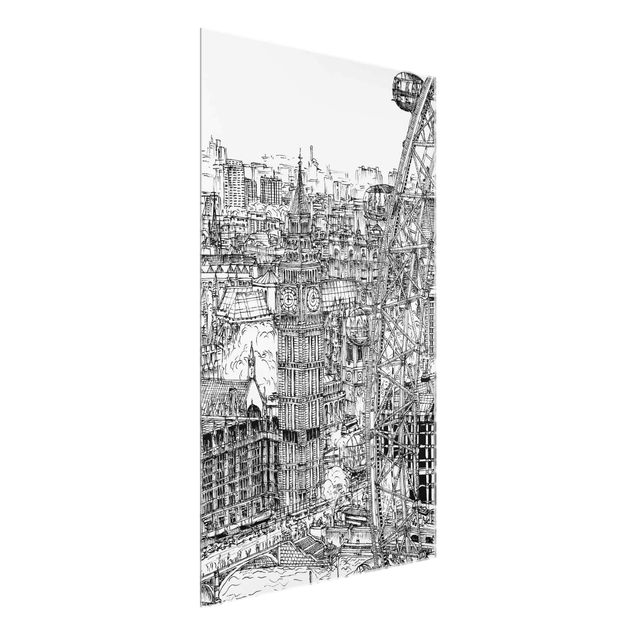 Glastavlor arkitektur och skyline City Study - London Eye