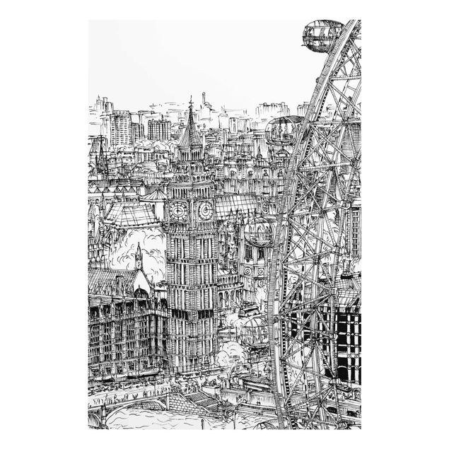 Glastavlor svart och vitt City Study - London Eye