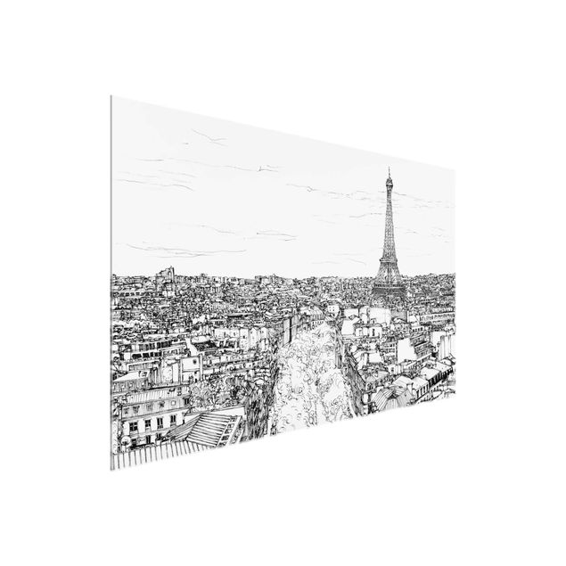 Glastavlor arkitektur och skyline City Study - Paris