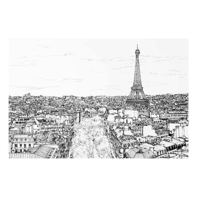 Glastavlor svart och vitt City Study - Paris