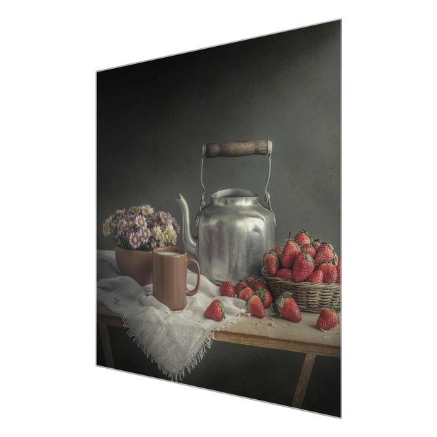 Glas Magnettavla Still Life with Strawberries