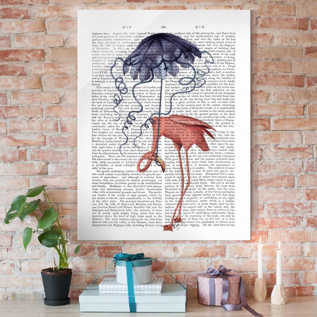 Kök dekoration Animal Reading - Flamingo With Umbrella