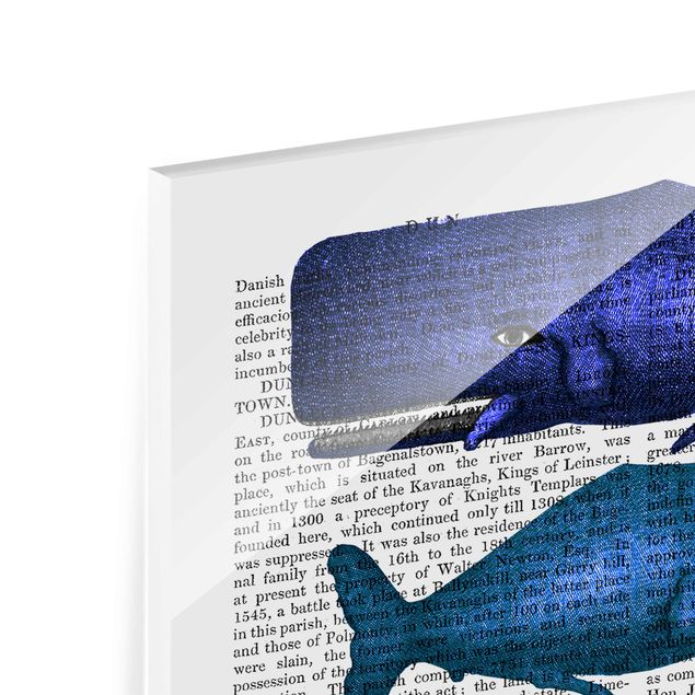 Glas Magnettavla Animal Reading - Whale Family