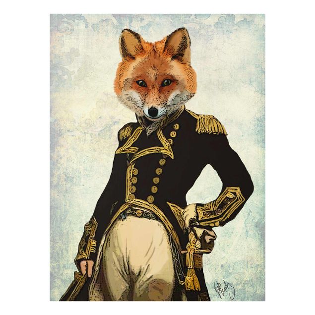 Tavlor svart Animal Portrait - Fox Admiral