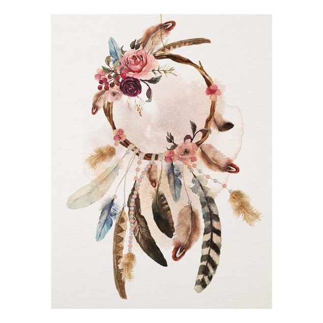 Tavlor andlig Dream Catcher With Roses And Feathers