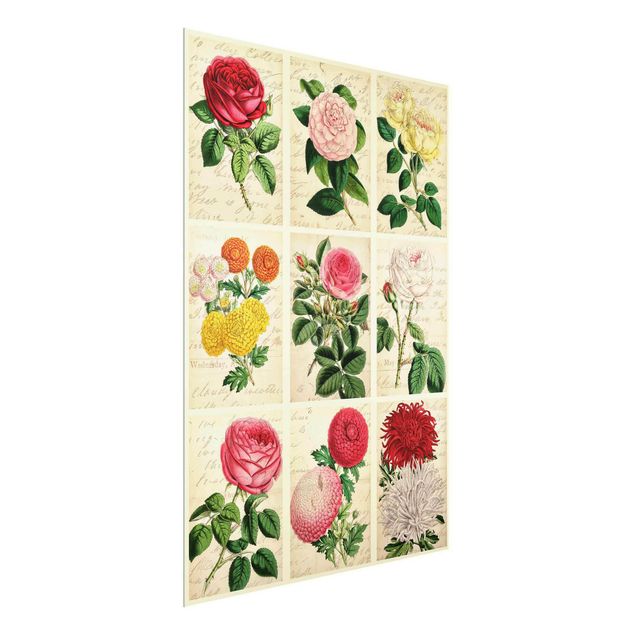 Tavlor blommor Vintage Floral Collage