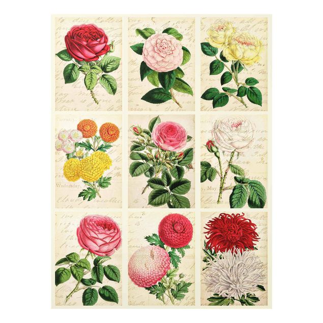 Tavlor blommor  Vintage Floral Collage