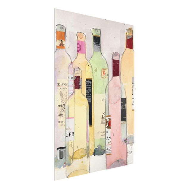 Magnettafel Glas Wine Bottles In Watercolour I