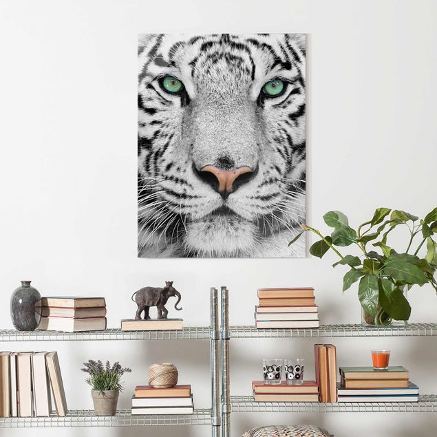 Glastavlor svart och vitt White Tiger