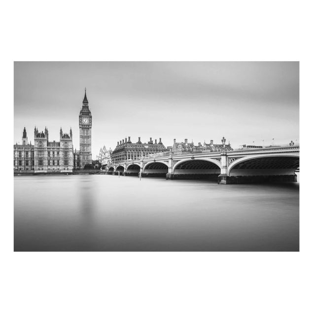 Glastavlor svart och vitt Westminster Bridge And Big Ben