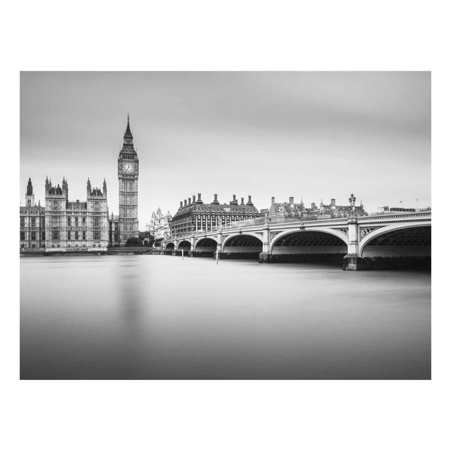 Glastavlor svart och vitt Westminster Bridge And Big Ben