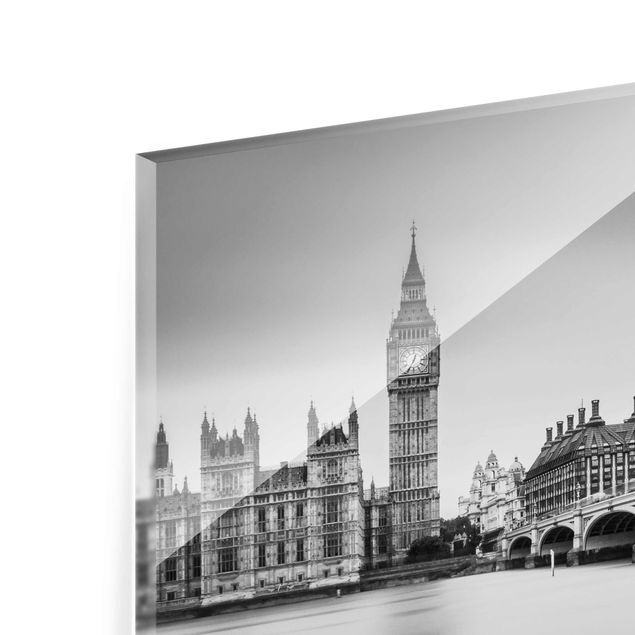 Tavlor svart och vitt Westminster Bridge And Big Ben