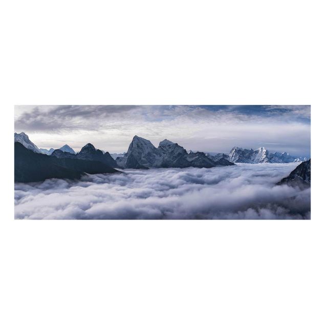 Glastavlor svart och vitt Sea Of ​​Clouds In The Himalayas
