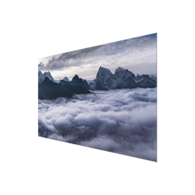 Glastavlor landskap Sea Of ​​Clouds In The Himalayas