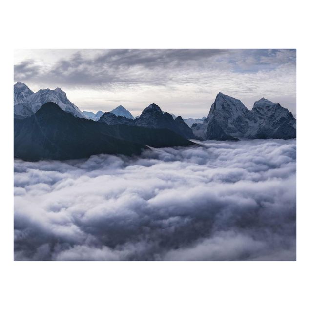 Glastavlor svart och vitt Sea Of ​​Clouds In The Himalayas