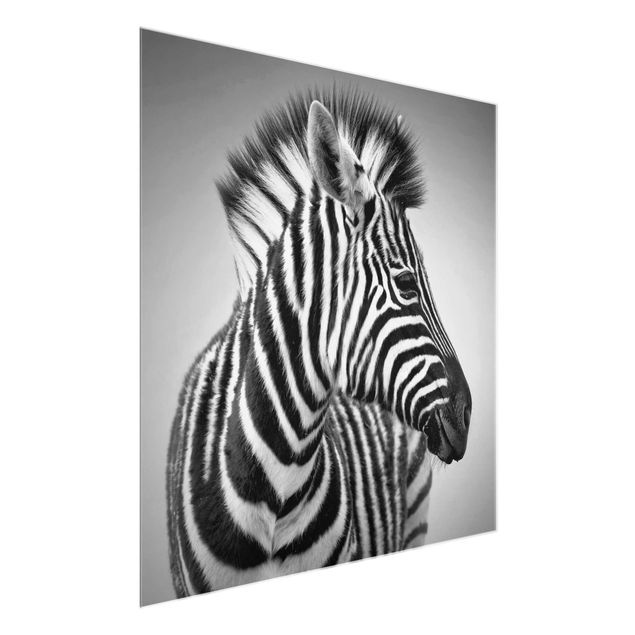 Glastavlor djur Zebra Baby Portrait II
