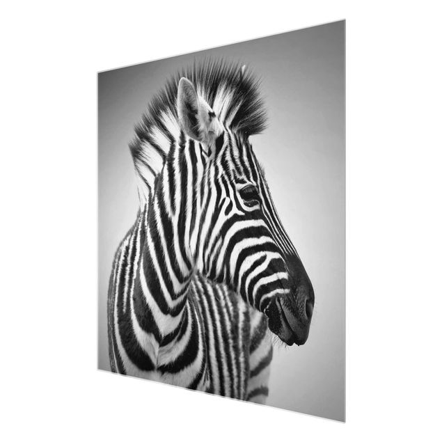 Tavlor svart och vitt Zebra Baby Portrait II