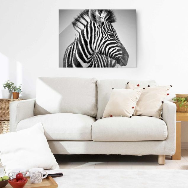 Glastavlor svart och vitt Zebra Baby Portrait II
