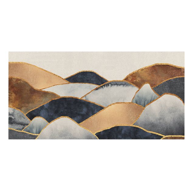 Canvastavlor konstutskrifter Golden Mountains Watercolour