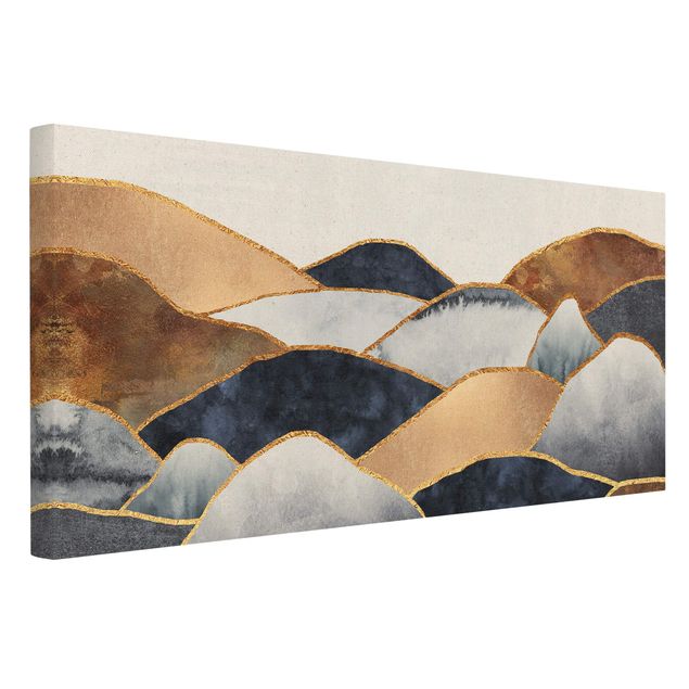 Canvastavlor mönster Golden Mountains Watercolour