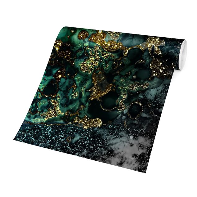 Fototapeter svart Golden Sea Islands Abstract