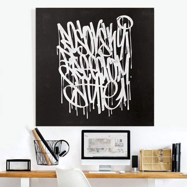 Canvastavlor svart och vitt Graffiti Art Freedom Style