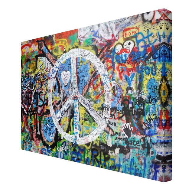 Canvastavlor Graffiti Wall Peace Sign