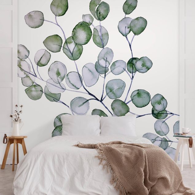 Fototapeter grön Green Watercolour Eucalyptus Branch