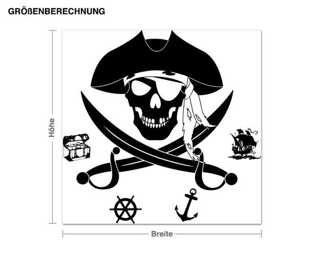 Autocolantes de parede piratas Pirate skull with swords