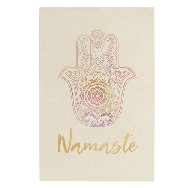 Tavlor Hamsa Hand Illustration Namaste Gold Light Pink