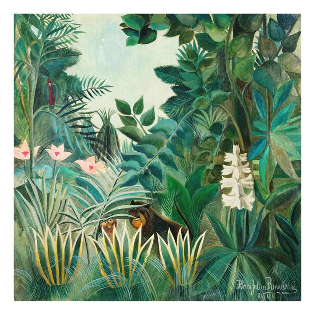 Glastavlor blommor  Henri Rousseau - The Equatorial Jungle