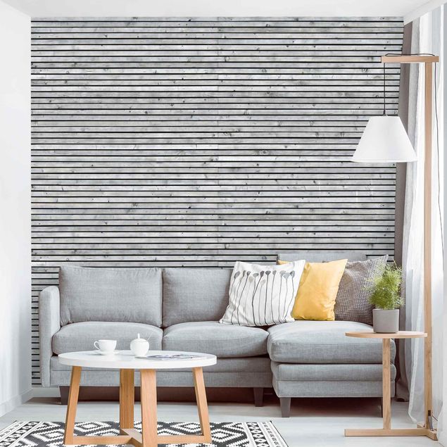 Kök dekoration Wooden Wall With Narrow Strips Black And White