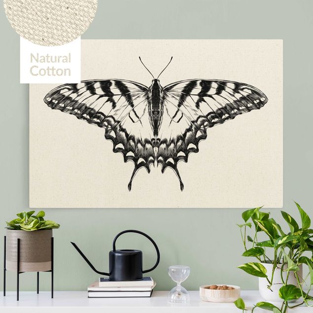 Canvastavlor schemtterlings Illustration Flying Tiger Swallowtail Black