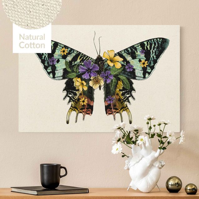 Canvastavlor schemtterlings Illustration Floral Madagascan Butterfly