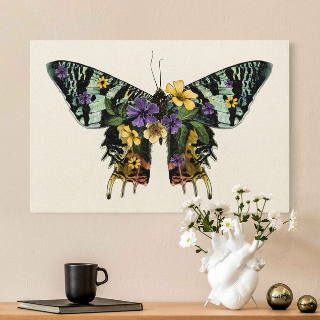 Tavlor fjärilar Illustration Floral Madagascan Butterfly