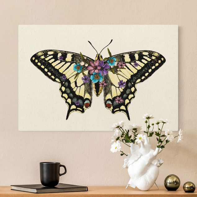 Tavlor fjärilar Illustration Floral Swallowtail