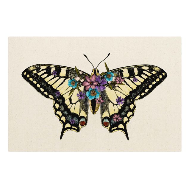 Tavlor djur Illustration Floral Swallowtail