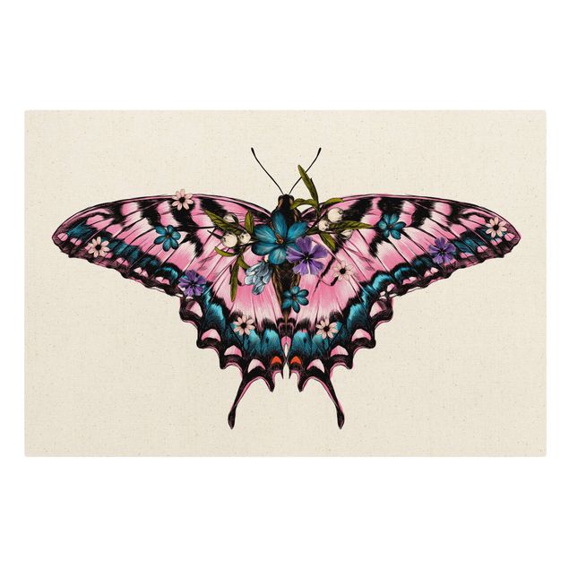 Canvastavlor djur Illustration Floral Tiger Swallowtail
