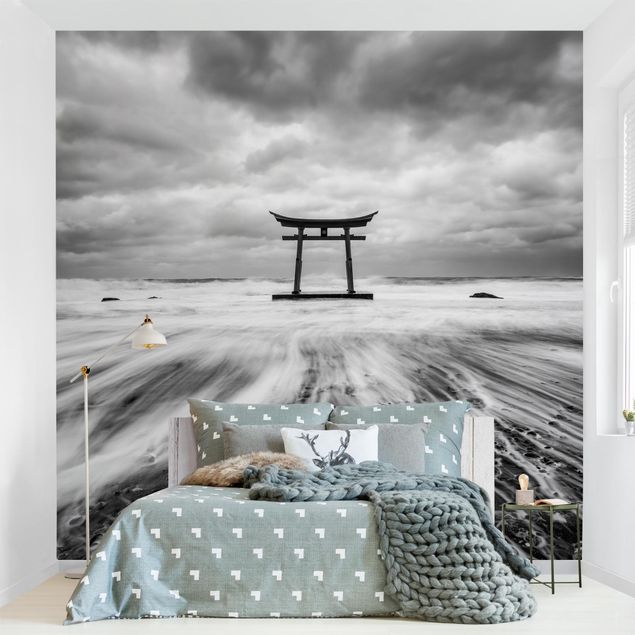 Fototapeter arkitektur och skyline Japanese Torii In The Ocean