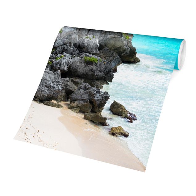 Fototapeter landskap Caribbean Coast Tulum Ruins